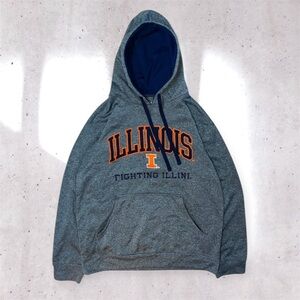 Vintage Illinois Fighting Illini Hoodie Adult Large Gray 90s Mens Sweatshirt L